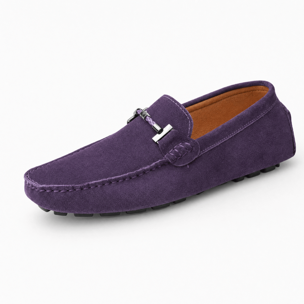 Gentry Morris Purple / 5 Suede Mens Loafers Horsebit Detail