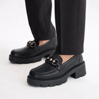 Gentry Morris Square Toe Chain Platform Loafers