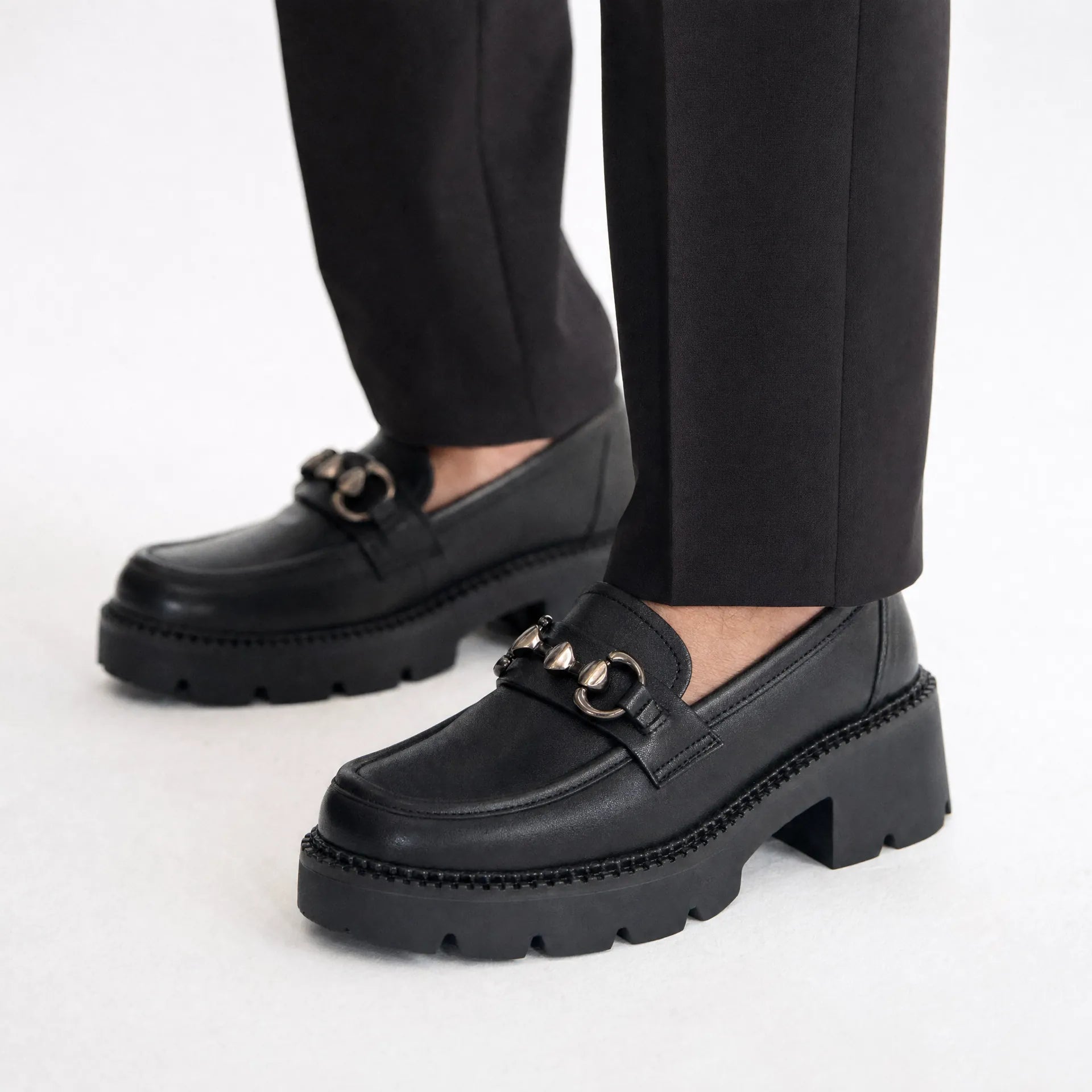 Gentry Morris Square Toe Chain Platform Loafers