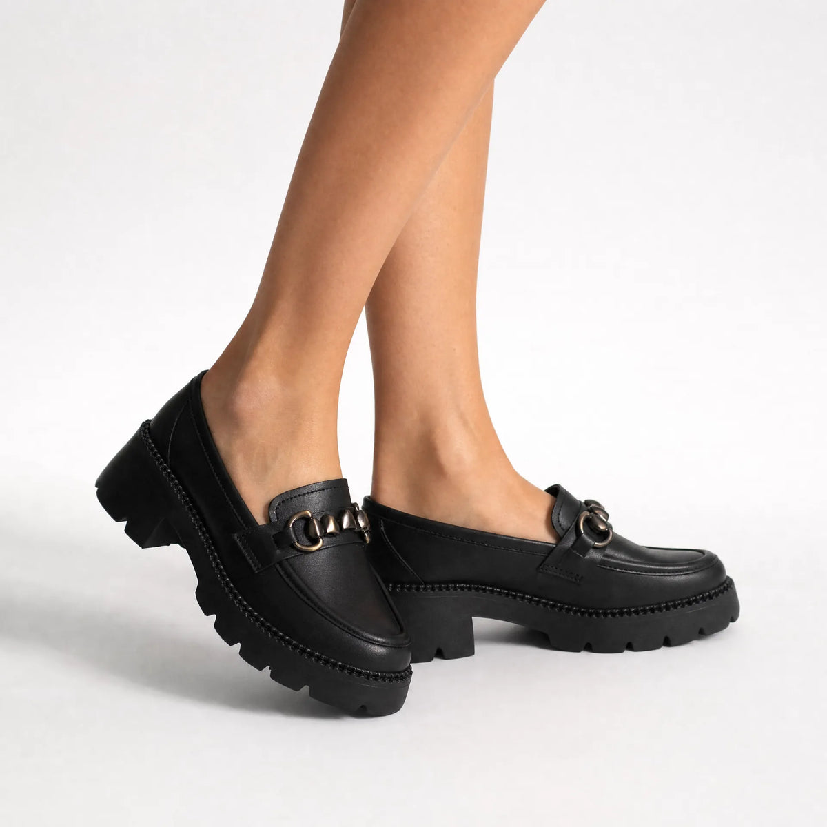 Gentry Morris Square Toe Chain Platform Loafers