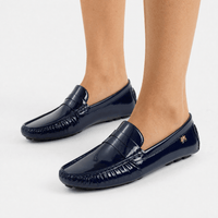 Gentry Morris Square Toe Patent Loafers Gold