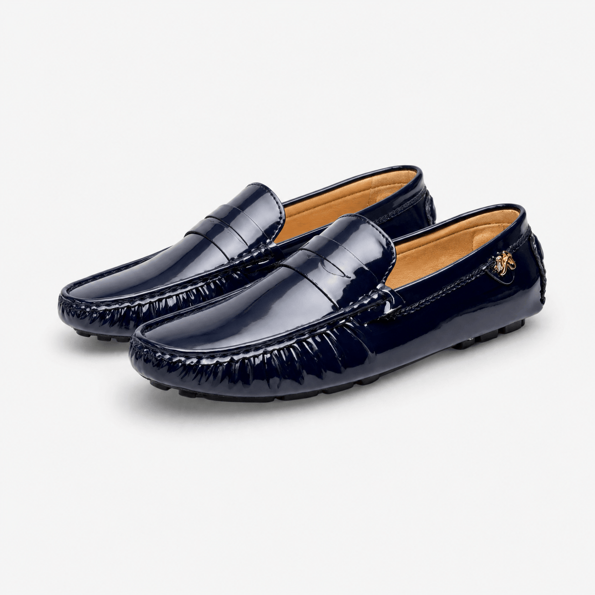 Gentry Morris Square Toe Patent Loafers Gold