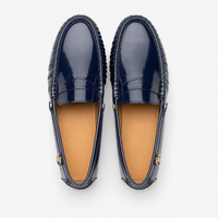 Gentry Morris Square Toe Patent Loafers Gold