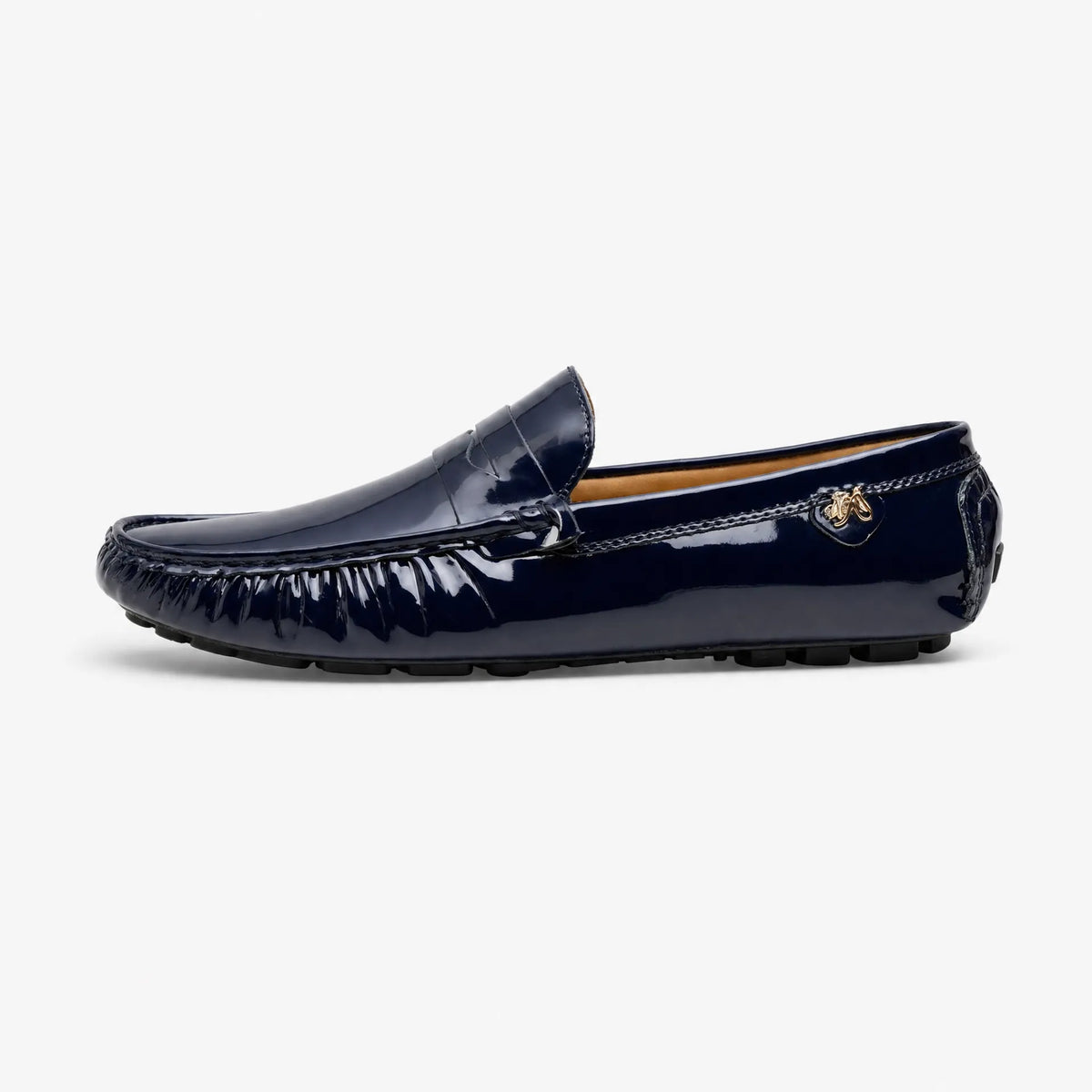 Gentry Morris Square Toe Patent Loafers Gold