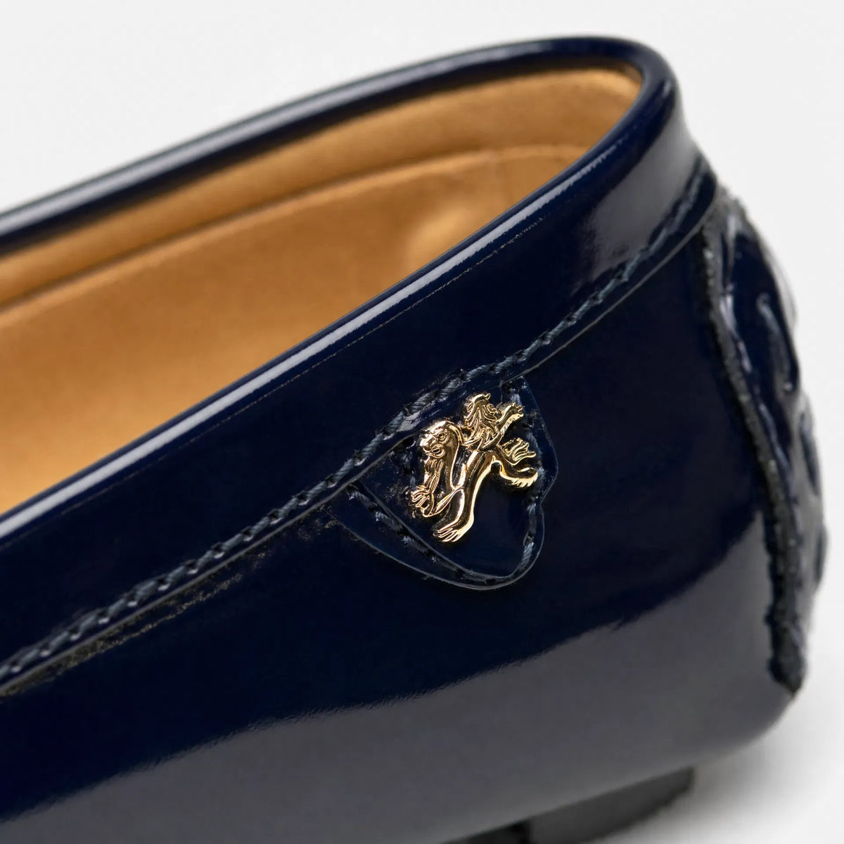 Gentry Morris Square Toe Patent Loafers Gold