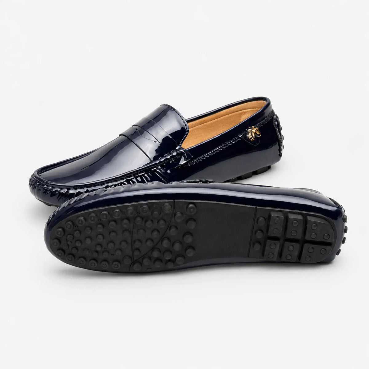 Gentry Morris Square Toe Patent Loafers Gold