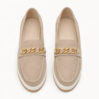 Gentry Morris Suede Platform Loafers Chain Detail
