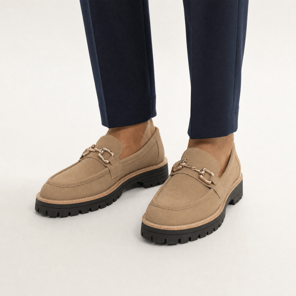 Gentry Morris Suede Platform Loafers Chain Strap