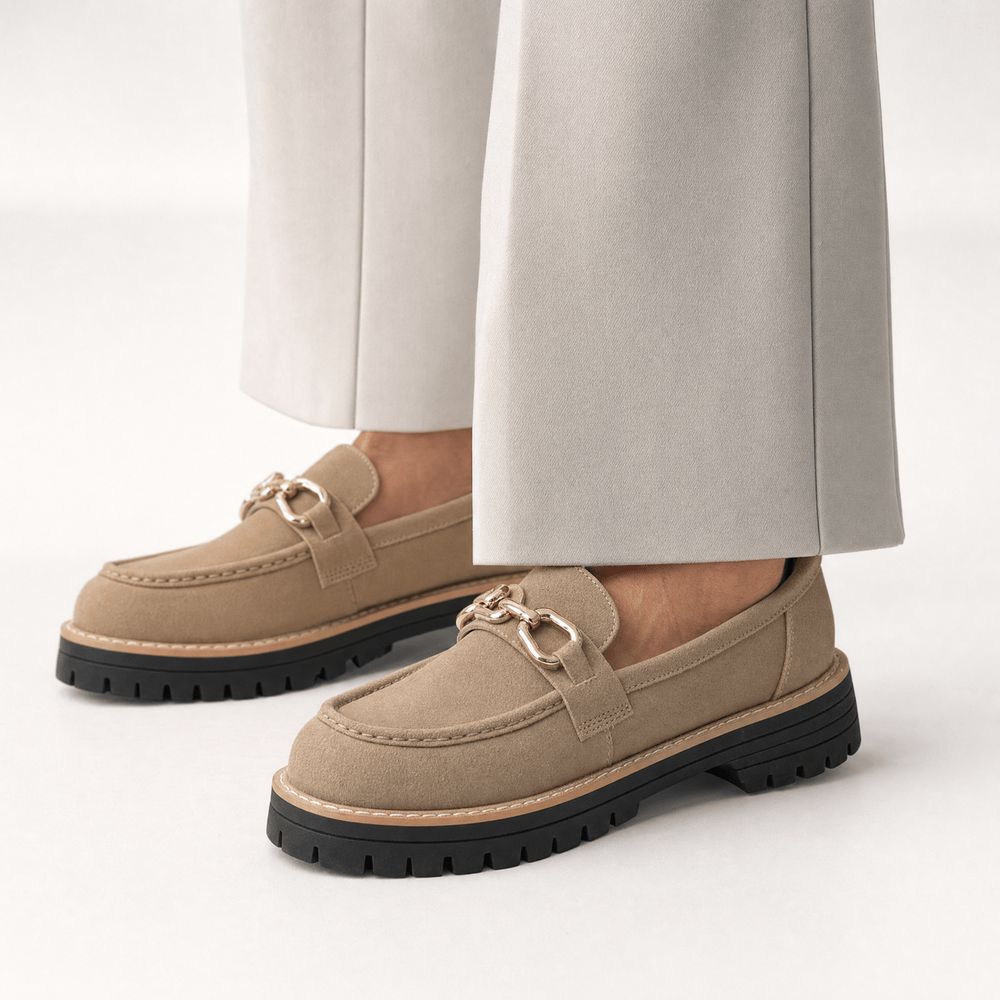 Gentry Morris Suede Platform Loafers Chain Strap