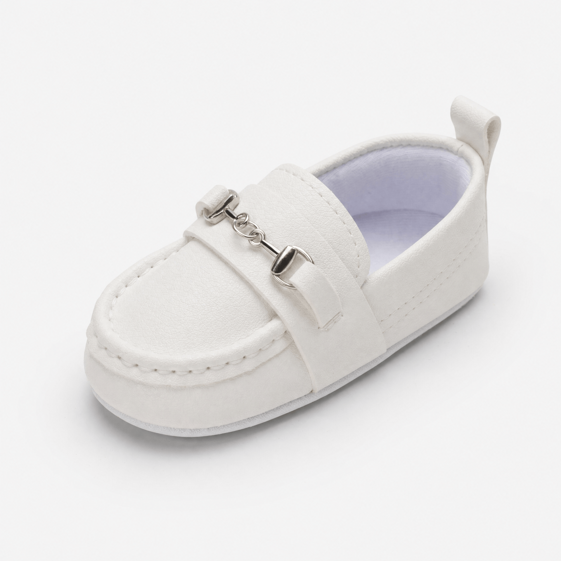 Gentry Morris White / 0-6 Months White Chain Detail Baby Loafers