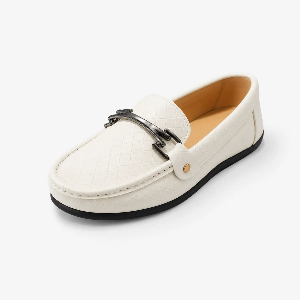 Gentry Morris White / 26 Quilted Metal Bar Loafers Boys