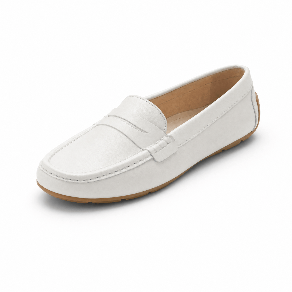 Gentry Morris White / 35 Flat Penny Loafers Slot Detail