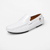 Gentry Morris White / 35 White Driving Loafers Gold Bee