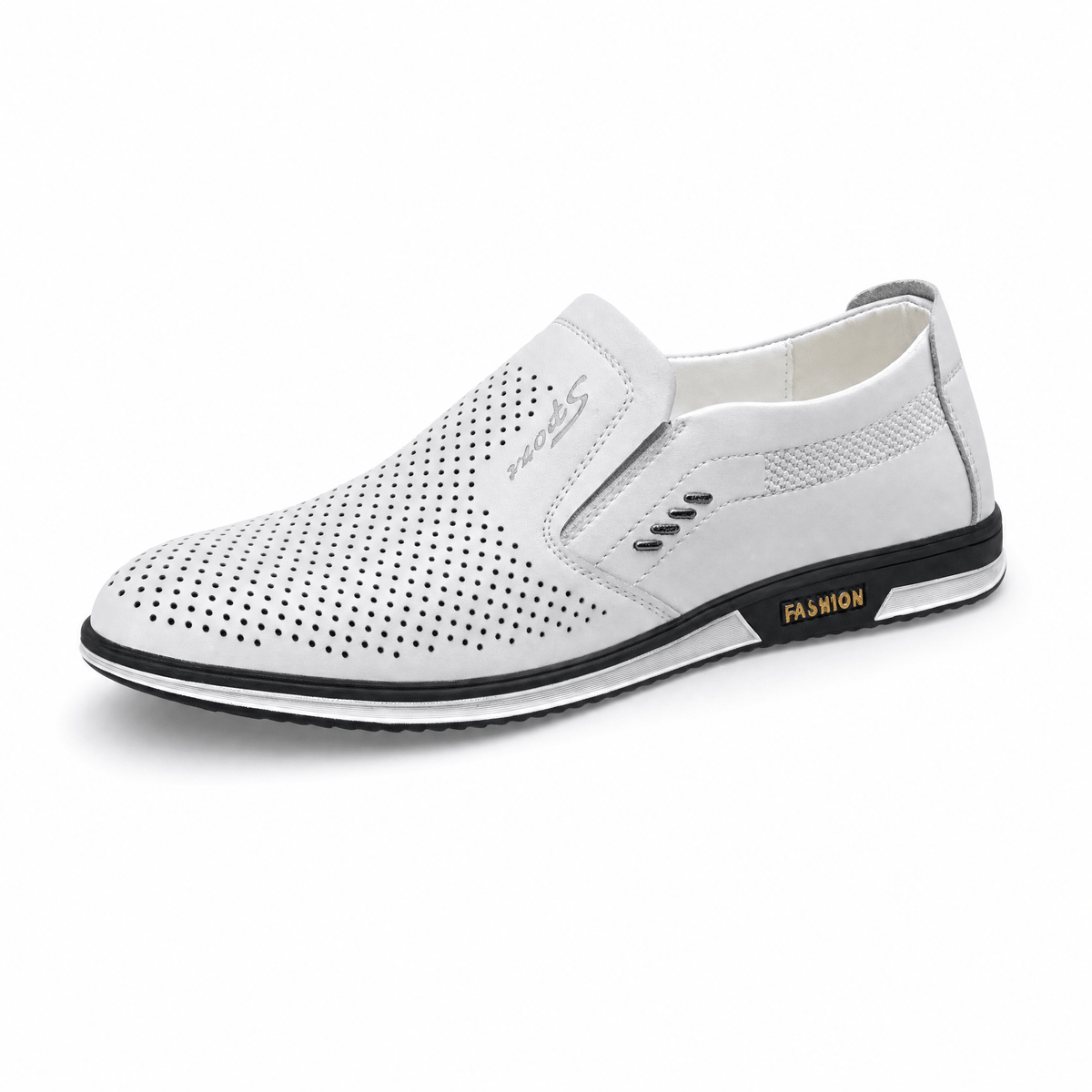 Gentry Morris White / 5.5 Perforated Mens Loafers Slip On