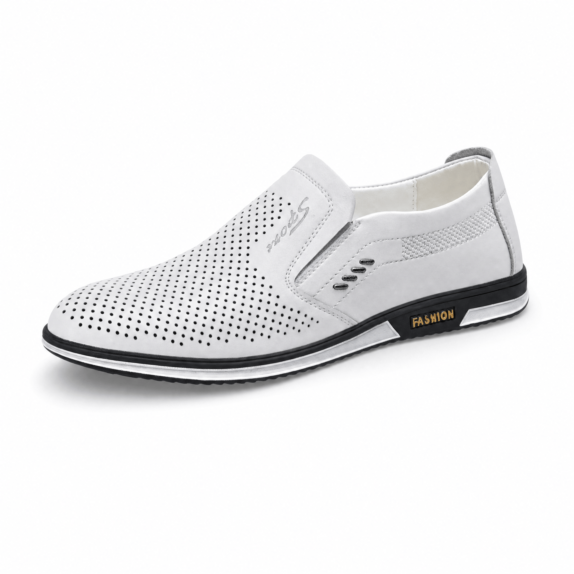 Gentry Morris White / 5.5 Perforated Mens Loafers Slip On