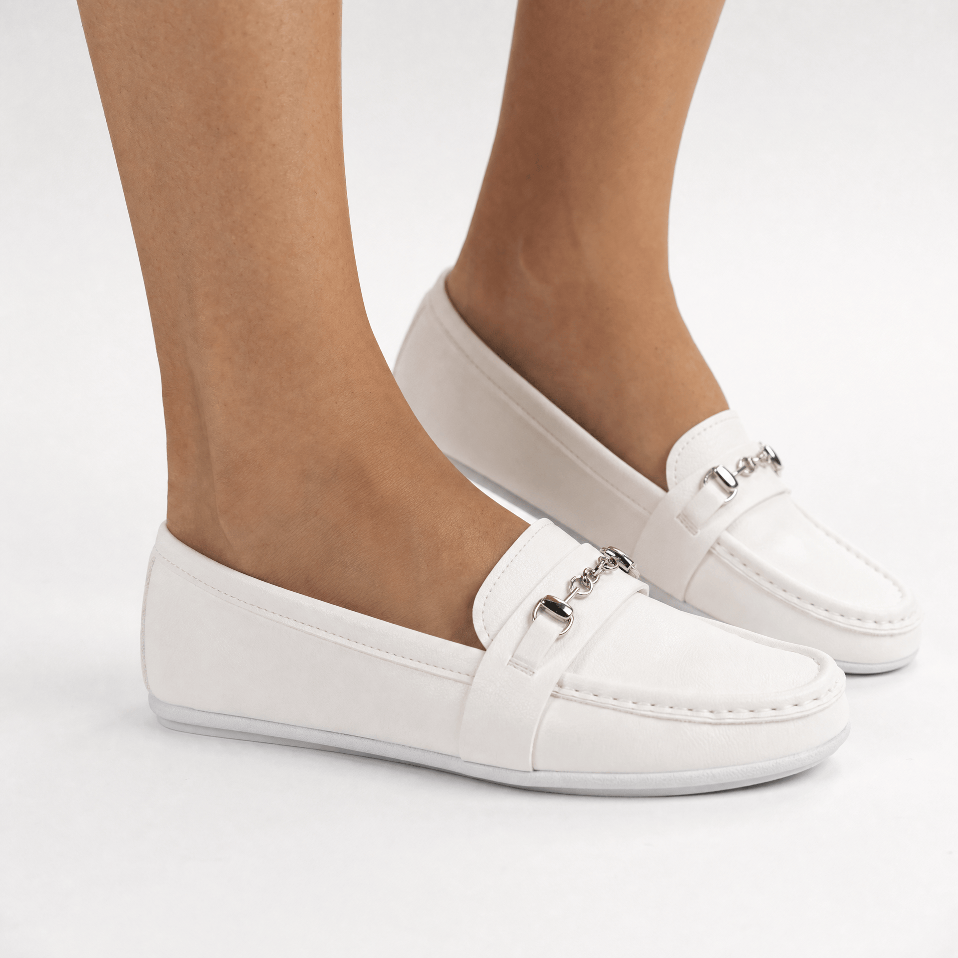 Gentry Morris White Chain Detail Baby Loafers