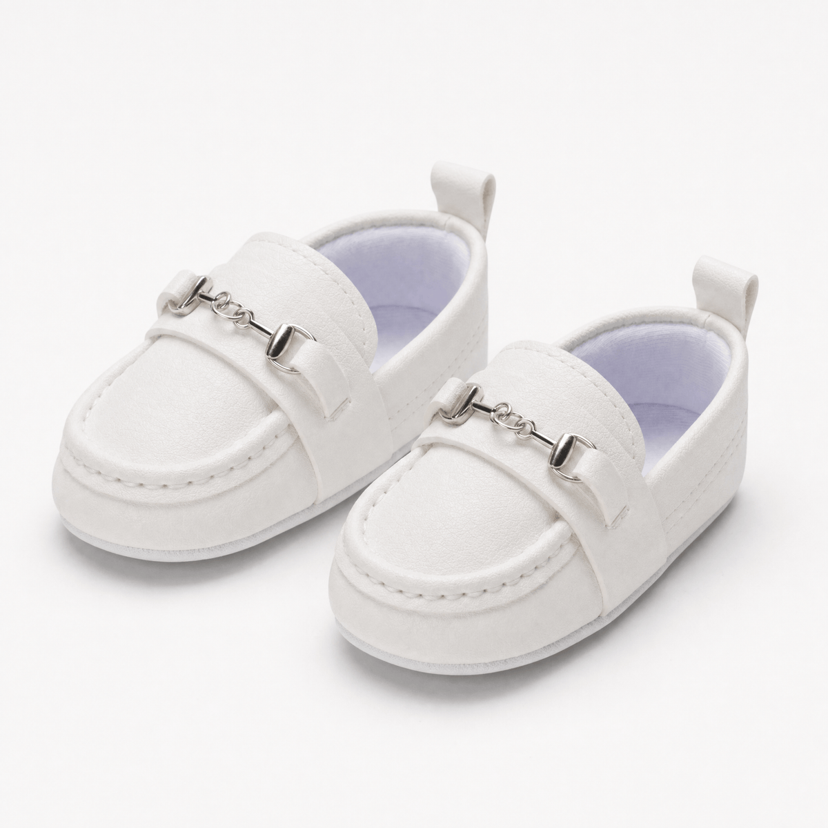 Gentry Morris White Chain Detail Baby Loafers