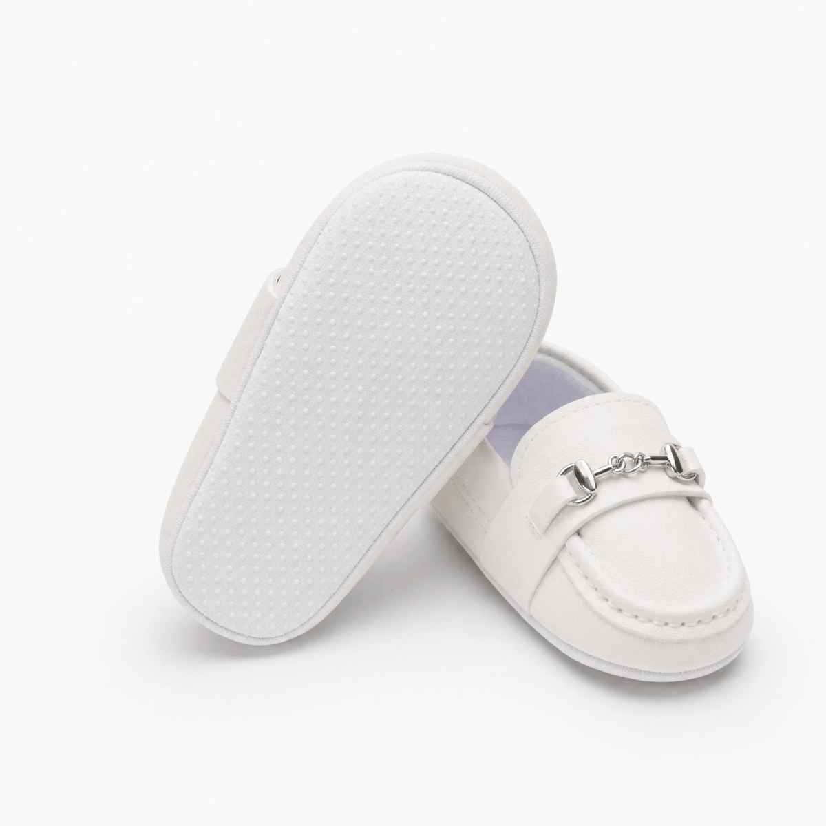 Gentry Morris White Chain Detail Baby Loafers