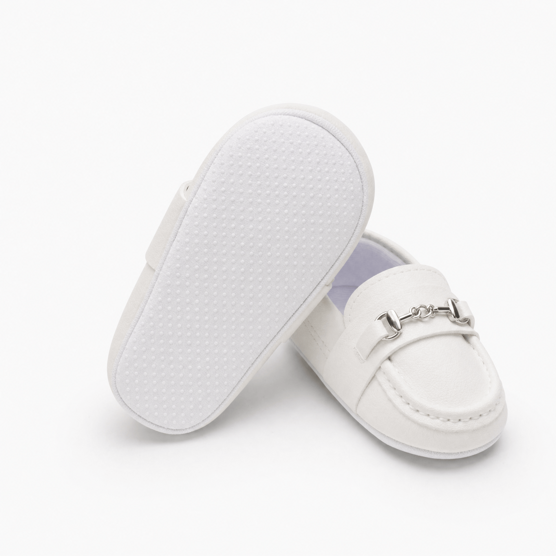Gentry Morris White Chain Detail Baby Loafers