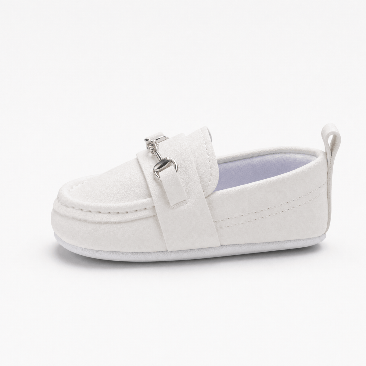 Gentry Morris White Chain Detail Baby Loafers