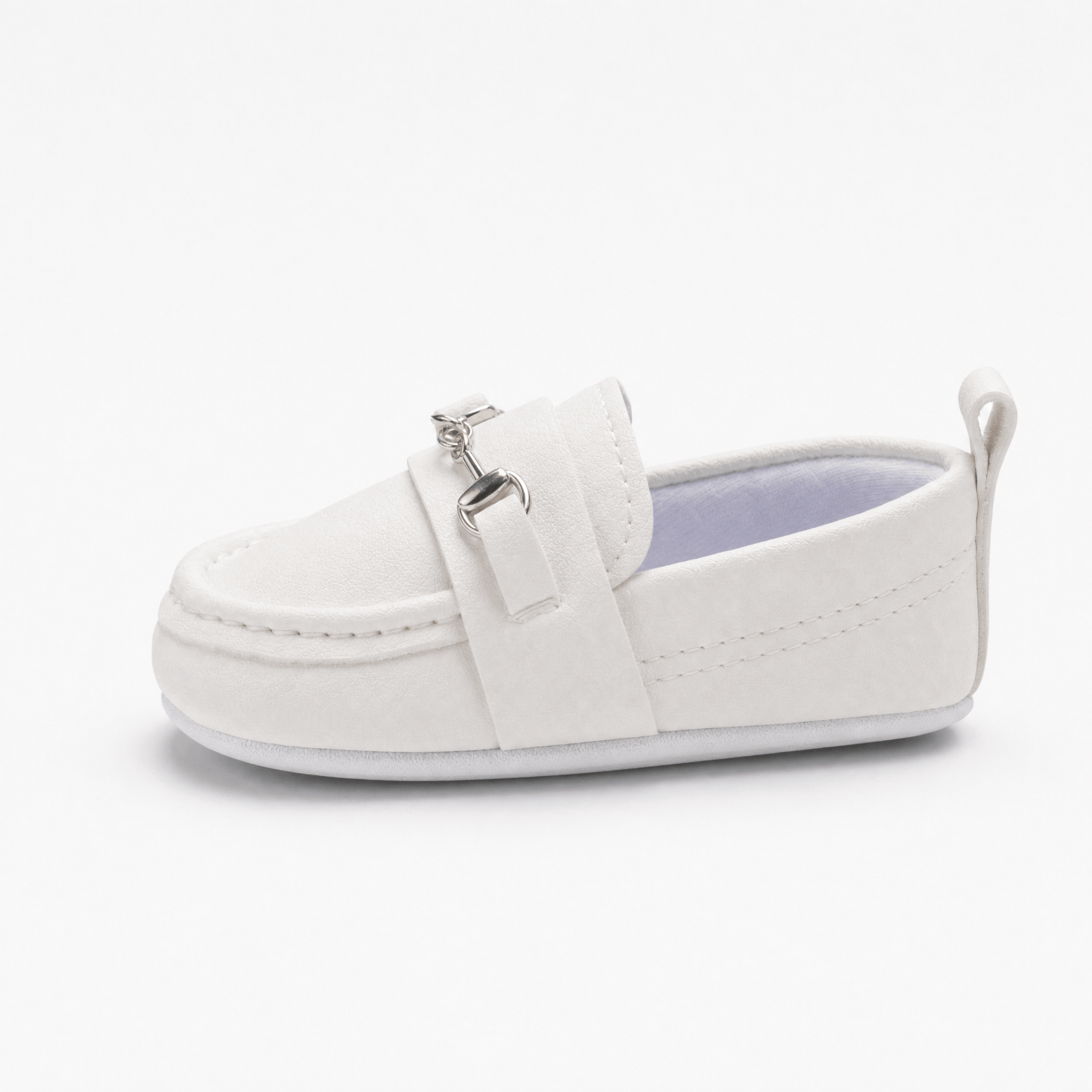 Gentry Morris White Chain Detail Baby Loafers