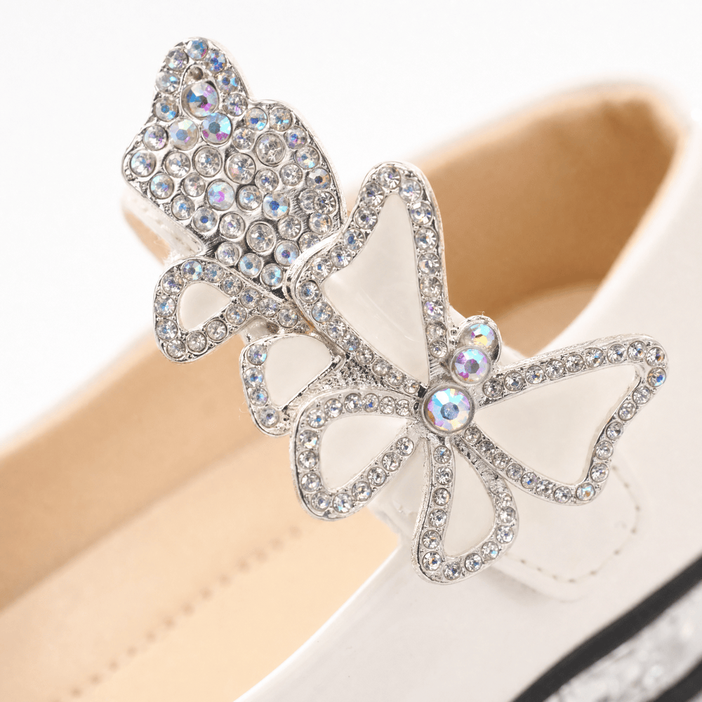 Gentry Morris White Patent Heeled Loafers Butterfly