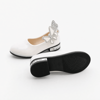 Gentry Morris White Patent Heeled Loafers Butterfly