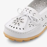 Gentry Morris White Perforated Floral Loafers