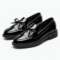 Gentry Morris Women's Black Patent Leather Tassel Bowknot Loafers