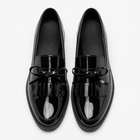 Gentry Morris Women's Black Patent Leather Tassel Bowknot Loafers