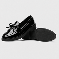 Gentry Morris Women's Black Patent Leather Tassel Bowknot Loafers