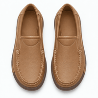 Gentry Morris Women's Brown Genuine Leather Wedge Loafers, Round Toe Slip-On