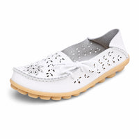 White Perforated Floral Loafers