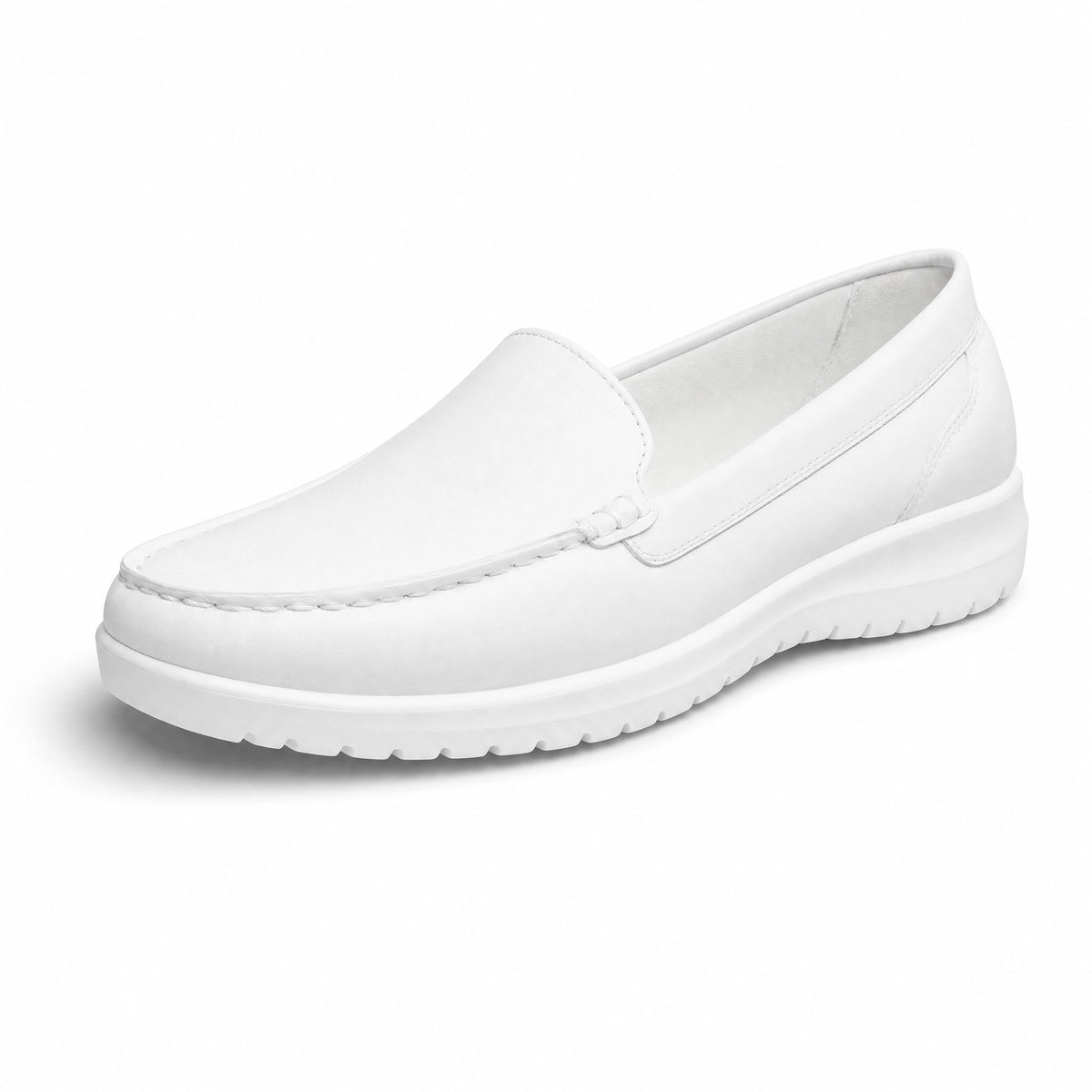 White Leather Thick Sole Loafers