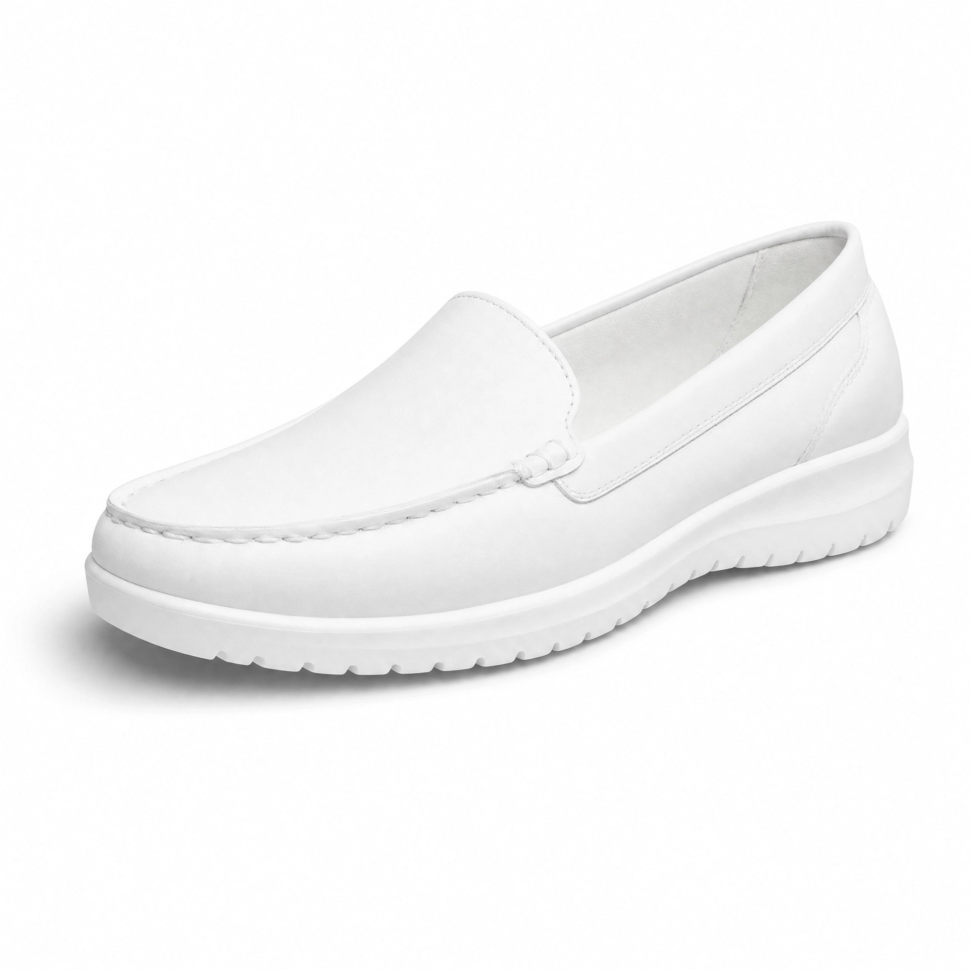 White Leather Thick Sole Loafers
