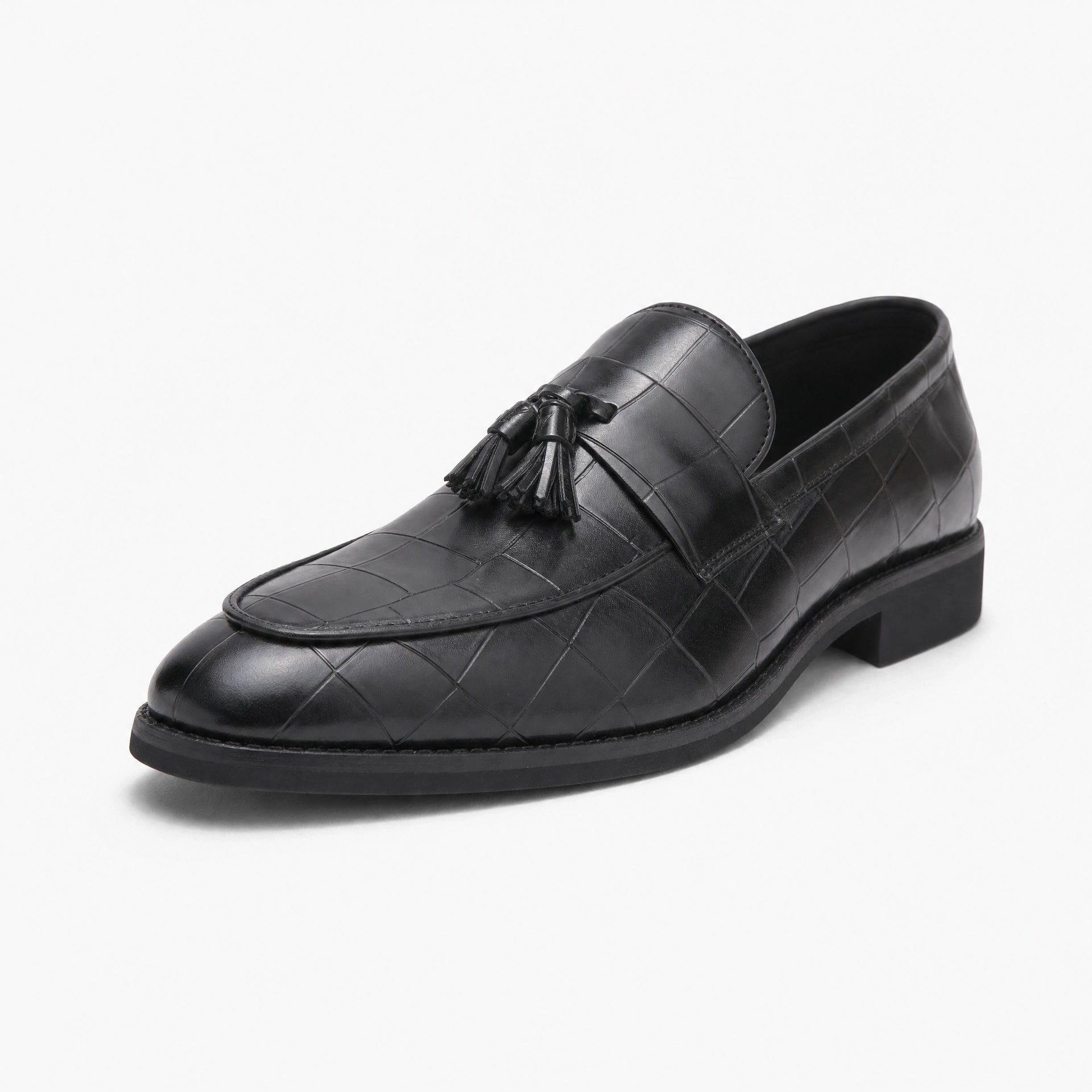 Croco Tassel Loafers Square Toe