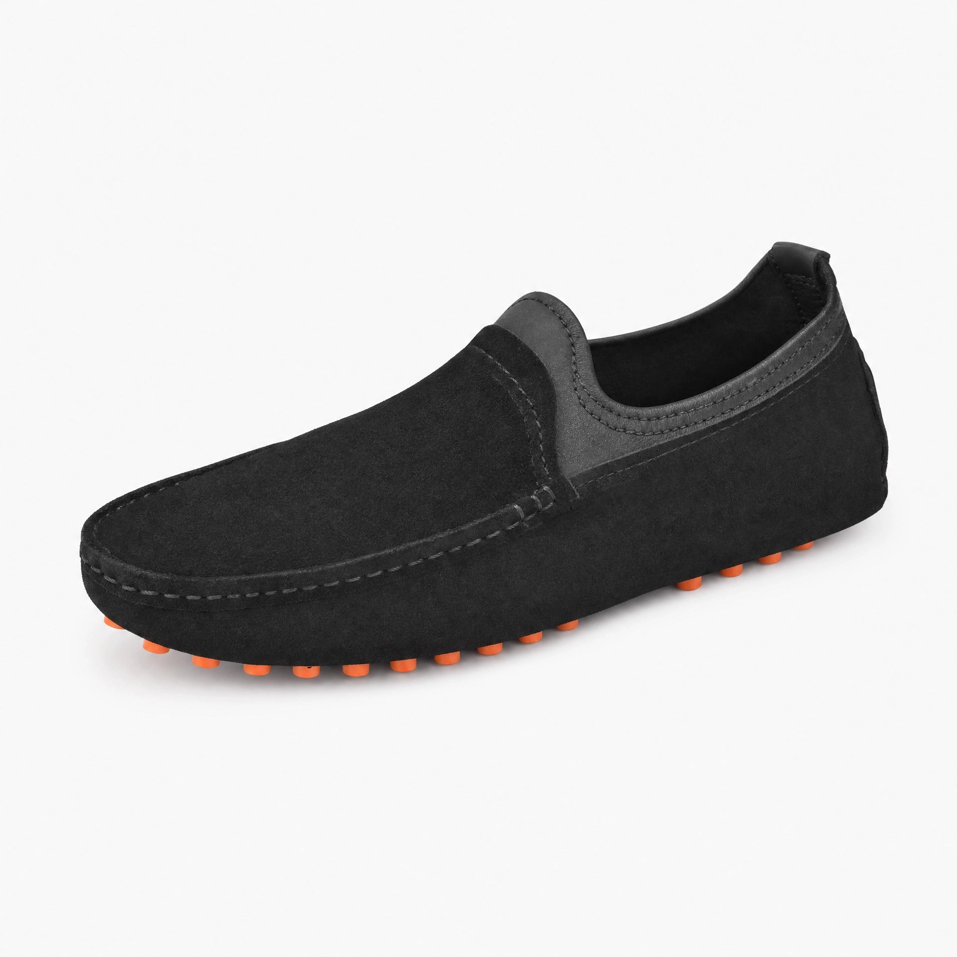 Black Suede Boat Stitch Loafers