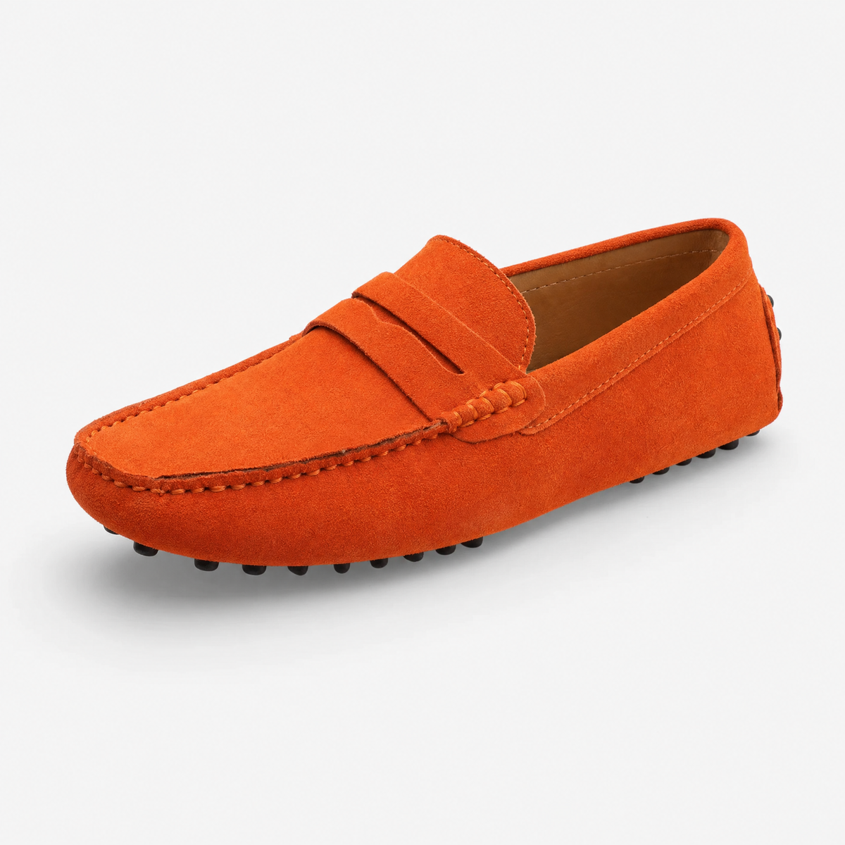 Orange Suede Contrast Sole Loafers