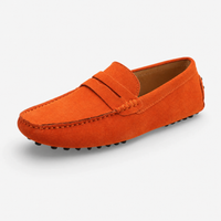 Orange Suede Contrast Sole Loafers
