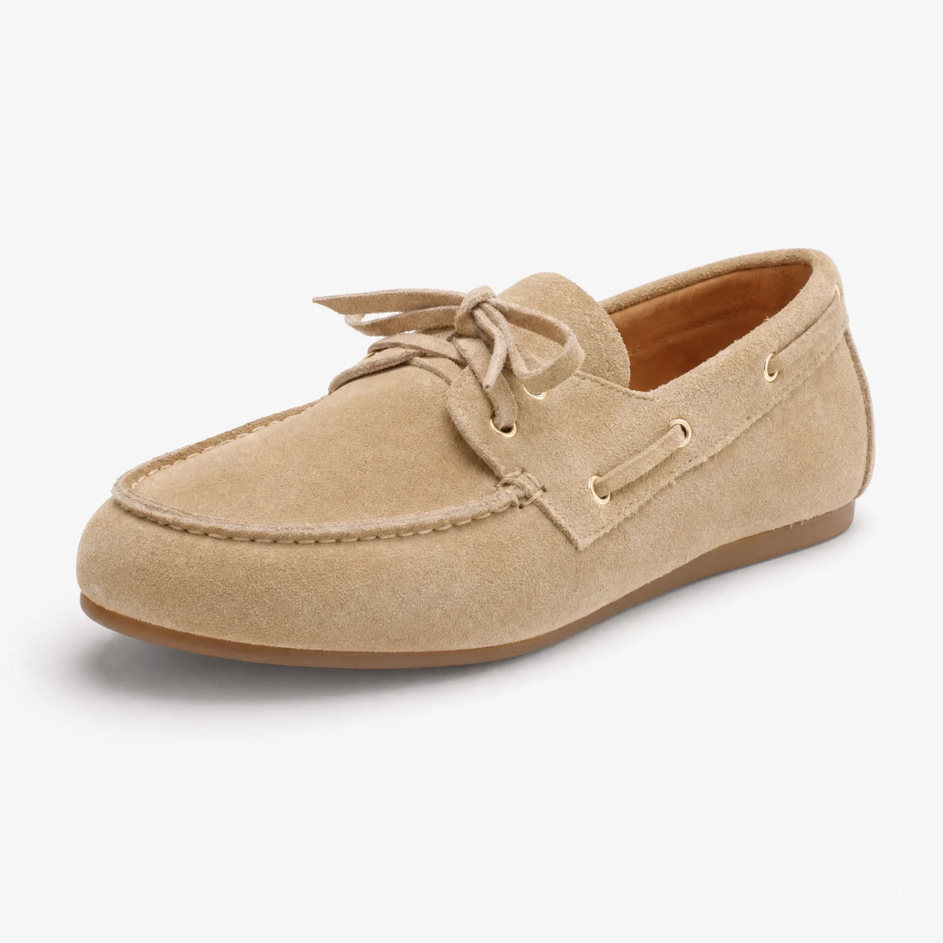 Gentry Morris Beige / 3.5 Suede Loafers Lace Detail
