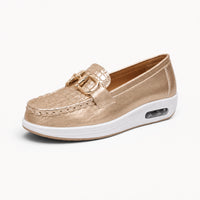 Gold Buckle Platform Loafers