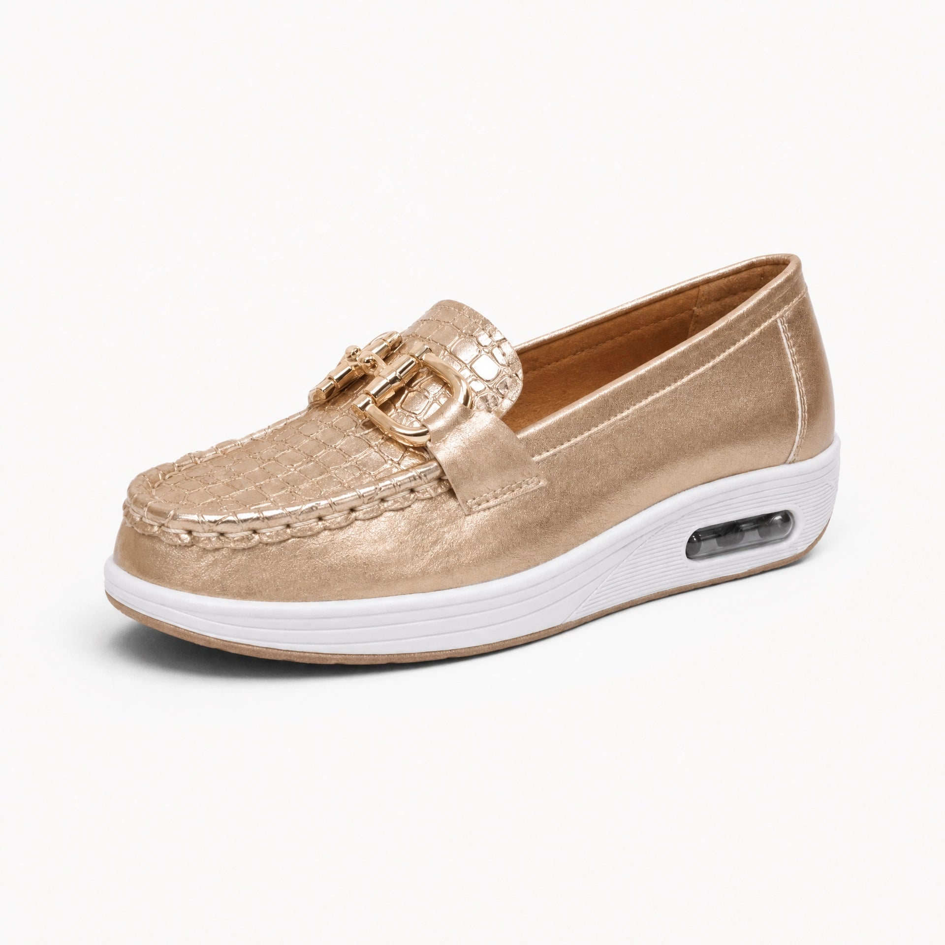 Gold Buckle Platform Loafers