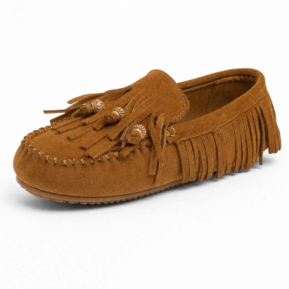 Gentry Morris Brown / 35 Brown Suede Loafers Fringe Detail