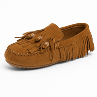 Gentry Morris Brown / 35 Brown Suede Loafers Fringe Detail