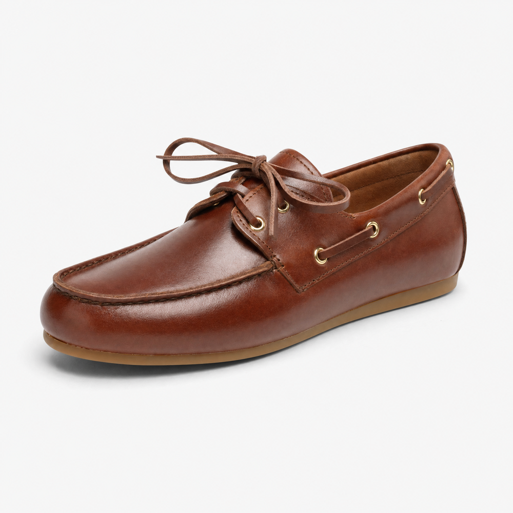Dark Brown Leather Deck Loafers