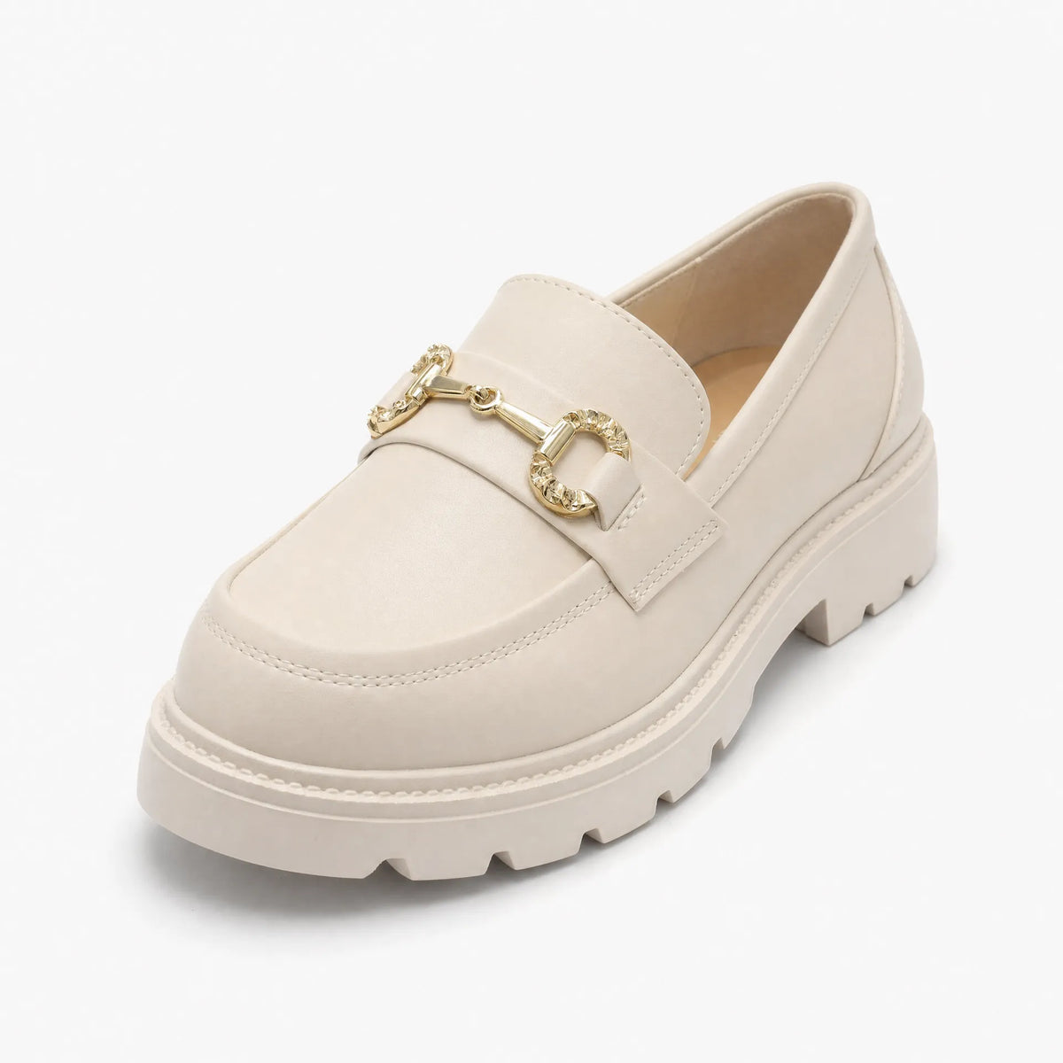 Gentry Morris Ivory / 34 Chunky Chain Platform Loafers Detail