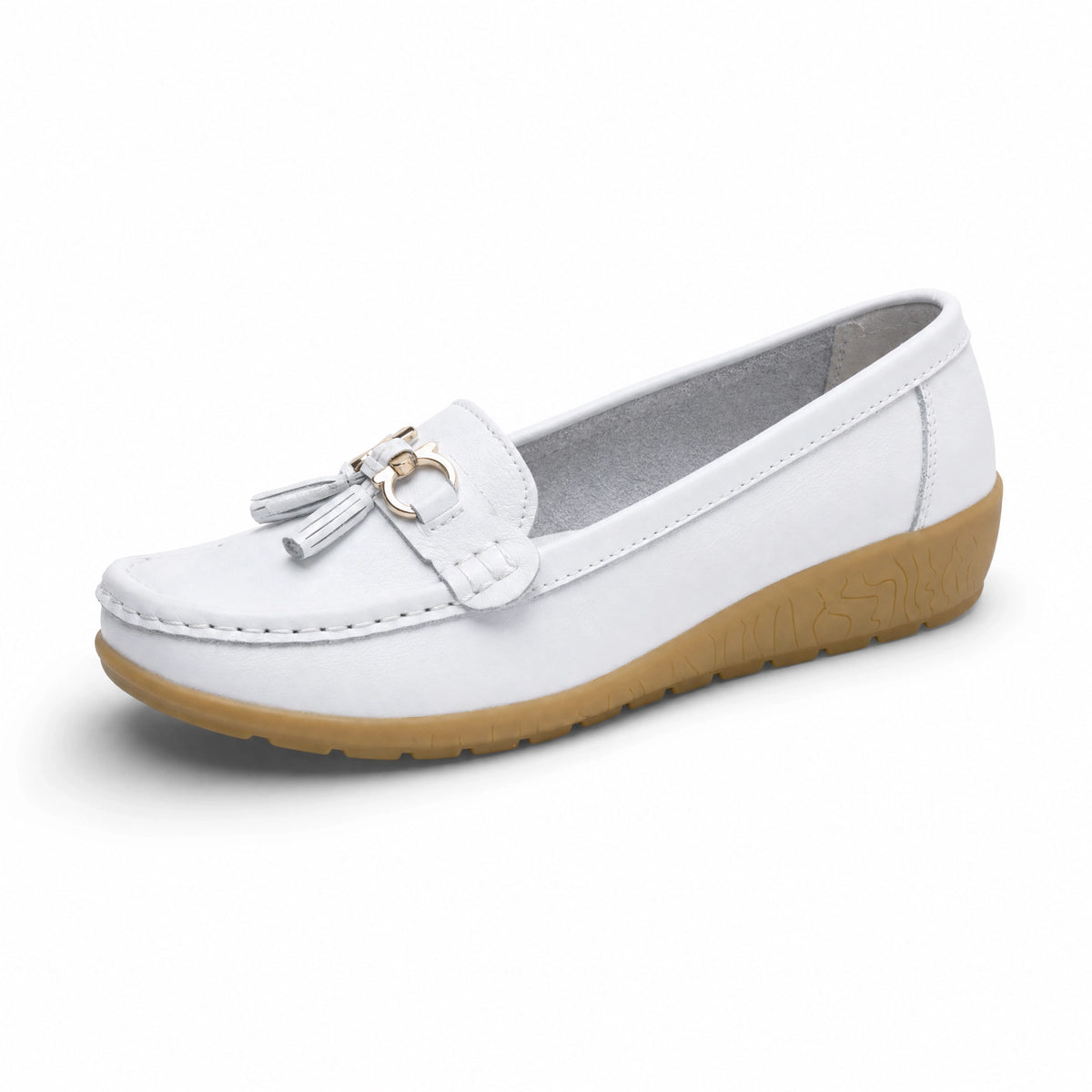White Tassel Platform Grip Loafers