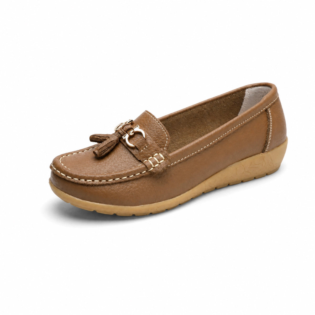 Brown Contrast Stitch Platform Loafers