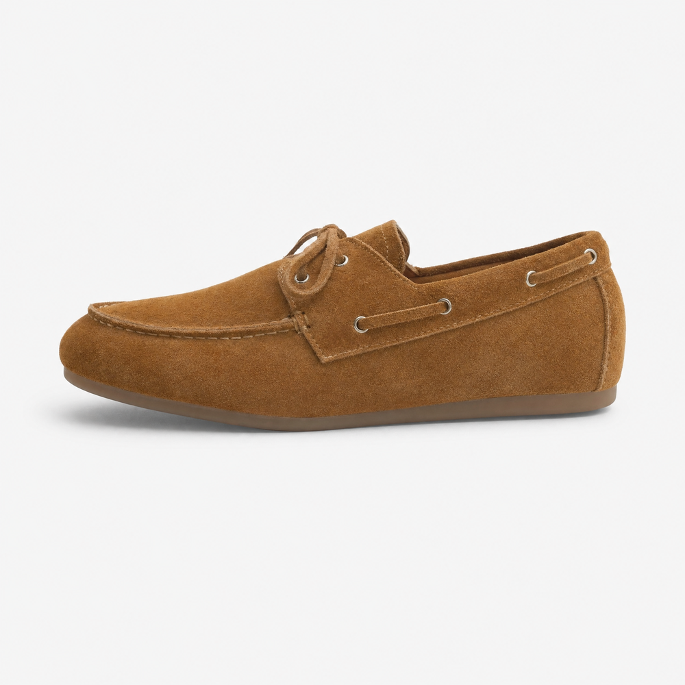 Camel Suede Sport Tag Loafers