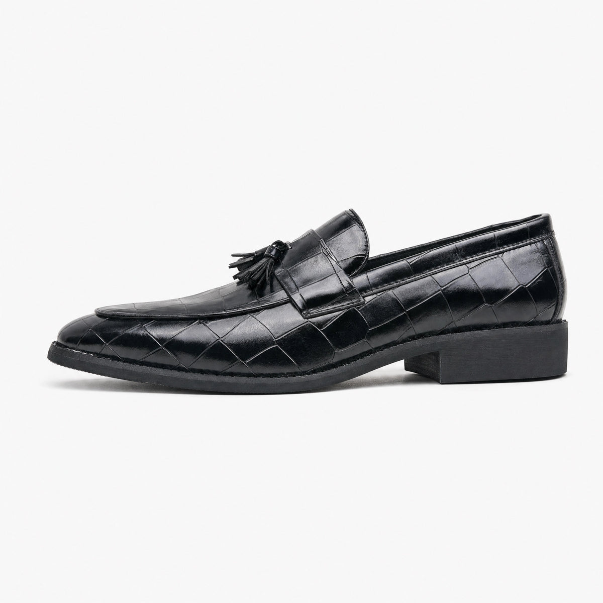 Croco Tassel Loafers Square Toe